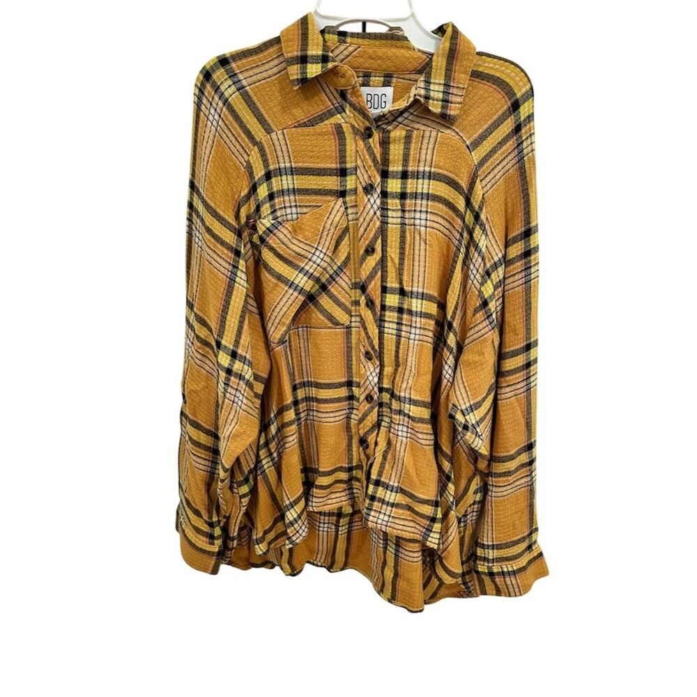 BDG Urban Outfitters Women's XS Yellow Plaid Flannel Tunic Top